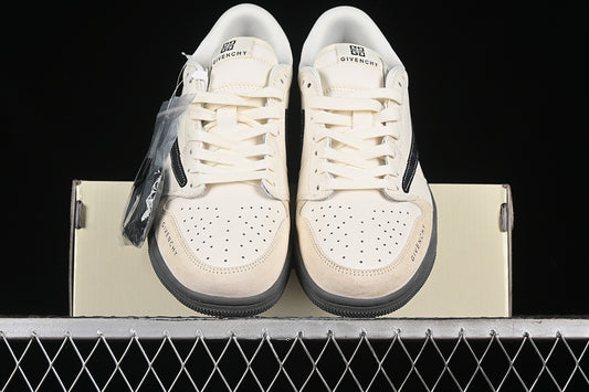 Nike Air Jordan 1 Low Givenchy Travis Scott Fragment Design OG SP Dark Grey Sole Beige White Black Sneakers