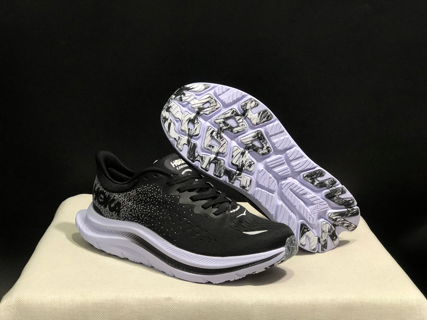 Hoka One One Kawana Cushioning Comfortable Gym Running Shoes Sneakers Black/White