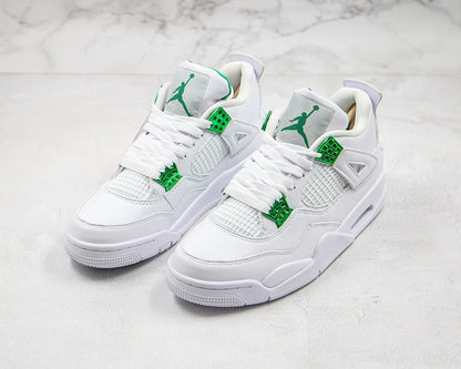 Nike Air Jordan 4 Retro White Metallic Green Sneakers