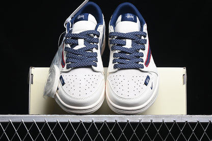 Travis Scott Fragment Design Nike Air Jordan 1 Low OG SP Navy Blue White Sneakers