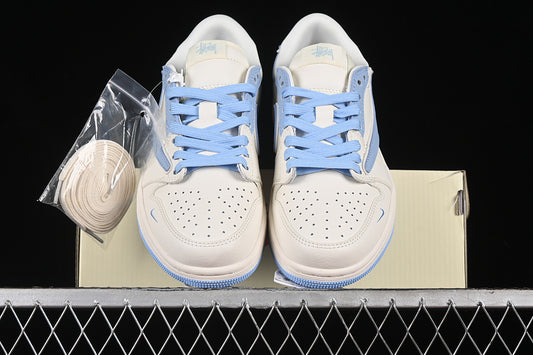Nike Air Jordan 1 Low OG SP Off-White Travis Scott Fragment Design White Blue Sneakers