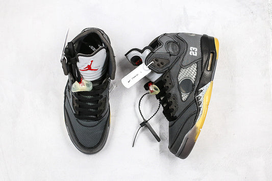 Nike Air Jordan Retro 5 SP x Off-White Mid Muslin Medium Grey Sneakers