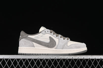Nike Air Jordan 1 Low WU KONG Travis Scott Fragment Design OG SP White Brown Gray Sneakers