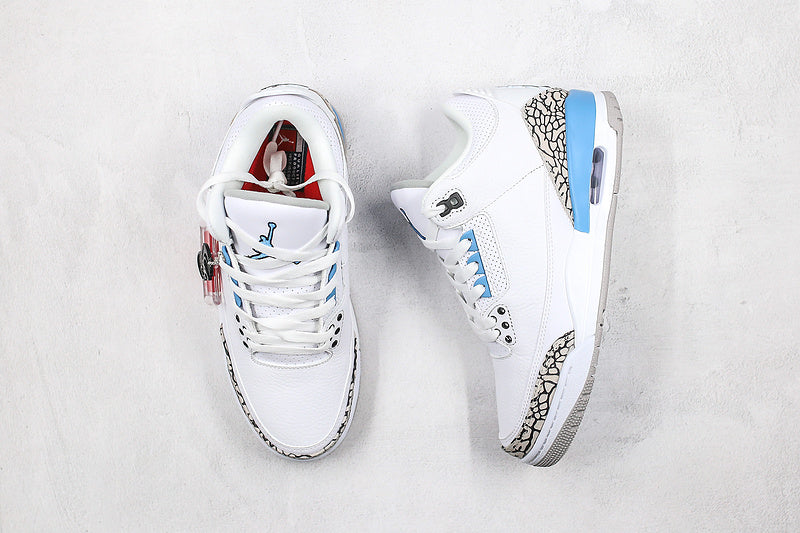 Nike Air Jordan 3 Retro Mid UNC Valor White Blue Sneakers