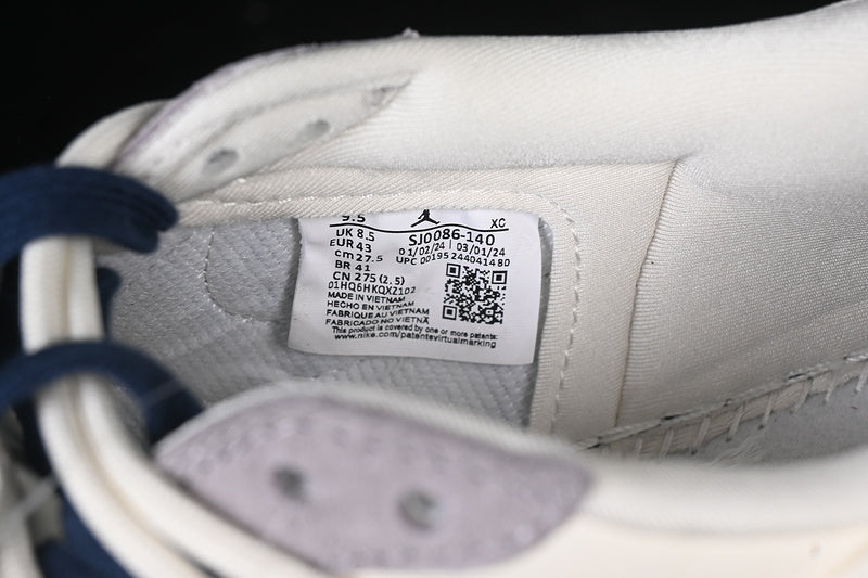 Travis Scott Fragment Design Nike Air Jordan 1 Low OG SP Navy Sole Grey White Sneakers