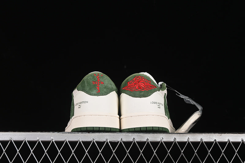 Nike Air Jordan 1 Low LV Travis Scott Fragment Design OG SP Dark Green Grey White Sneakers