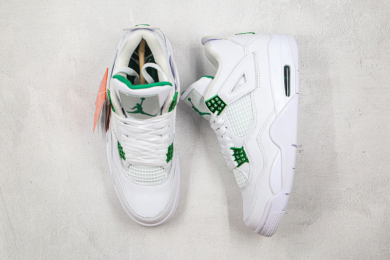 Nike Air Jordan 4 Retro White Metallic Green Sneakers