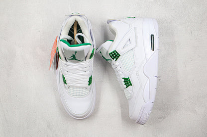 Nike Air Jordan 4 Retro White Metallic Green Sneakers