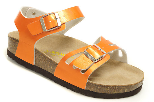 Birkenstock Single Button Orange Butterfly Matte Leather Sandals