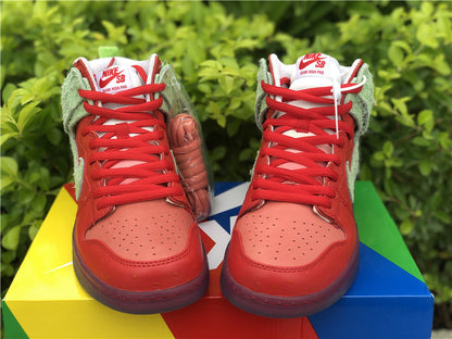 Nike SB Dunk High Strawberry Cough University Red Spinach Green Sneakers
