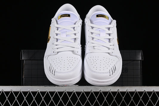 Nike Air Jordan 1 Low Method Of Make Metallic Gold White Sneakers