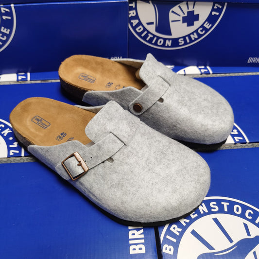 Birkenstock Light Grey Suede Clog Shoes