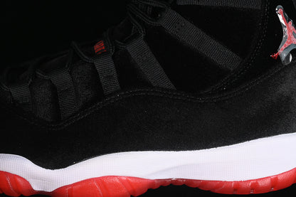 Nike Air Jordan 11 Retro Red White Bred Velvet Black Sneakers