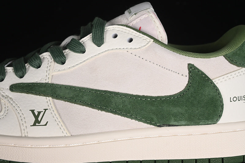 Nike Air Jordan 1 Low LV Travis Scott Fragment Design OG SP Dark Green Grey White Sneakers