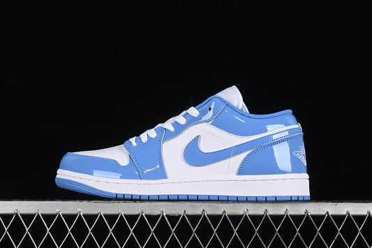 Nike Air Jordan 1 Low White Patent Leather Sky Blue Sneakers