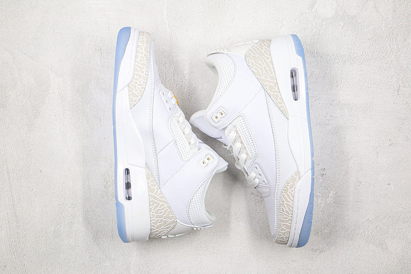 Nike Air Jordan 3 Retro Pure White Cement Transparent Sole Sneakers