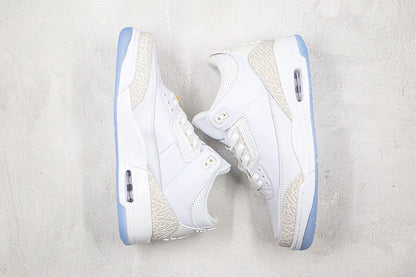 Nike Air Jordan 3 Retro Pure White Cement Transparent Sole Sneakers