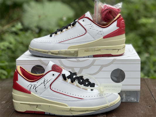 Nike Air Jordan 2 Low Off-White White And Varsity Red Sneakers