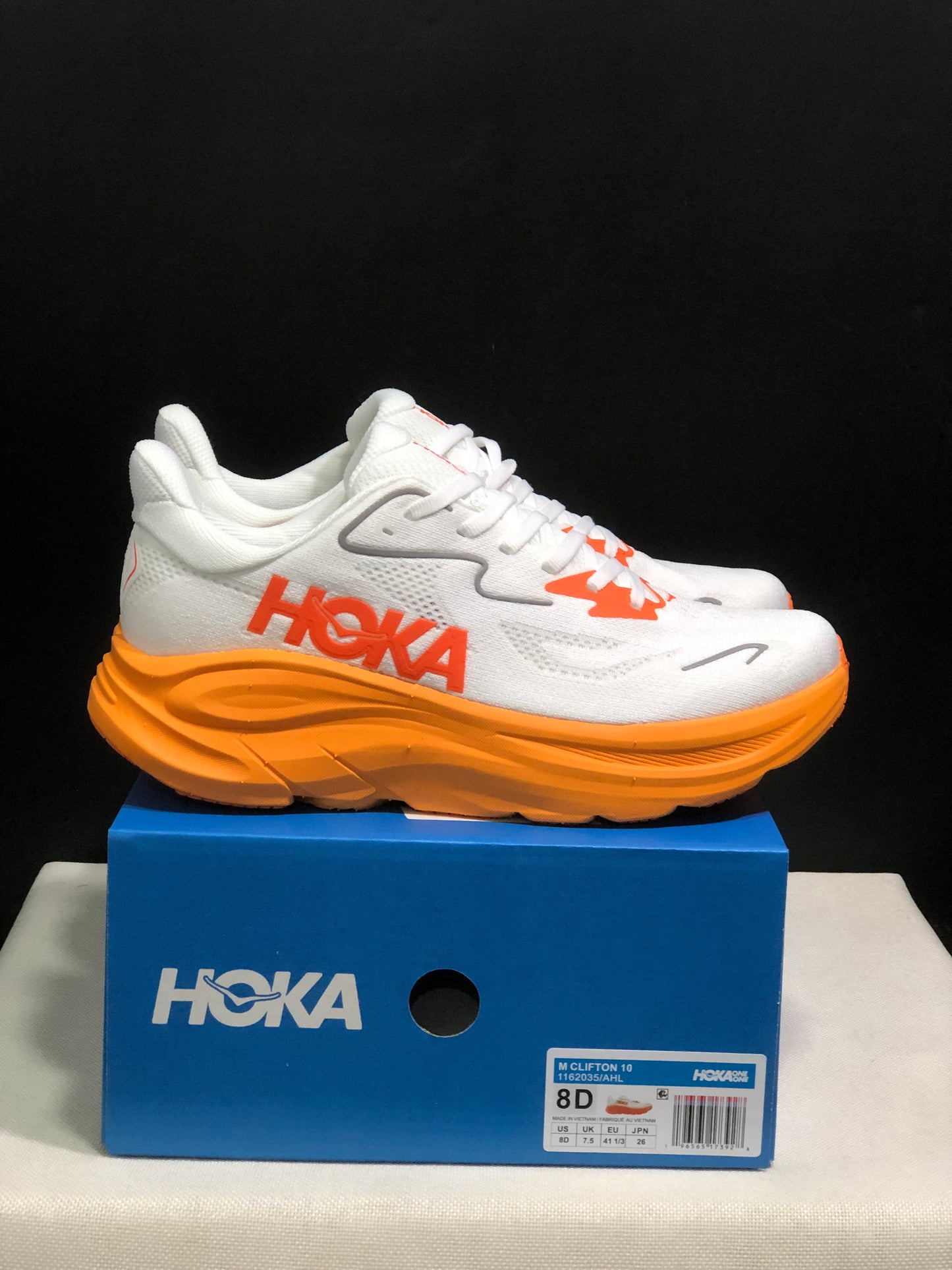 Hoka One One Clifton 10 Fashion Shoes Sneakers White/Orange
