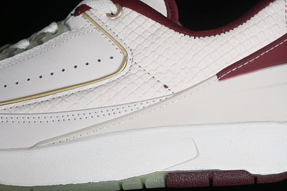 Nike Air Jordan 2 Retro Low Year Of The Dragon Grey Green Sole White Red Sneakers