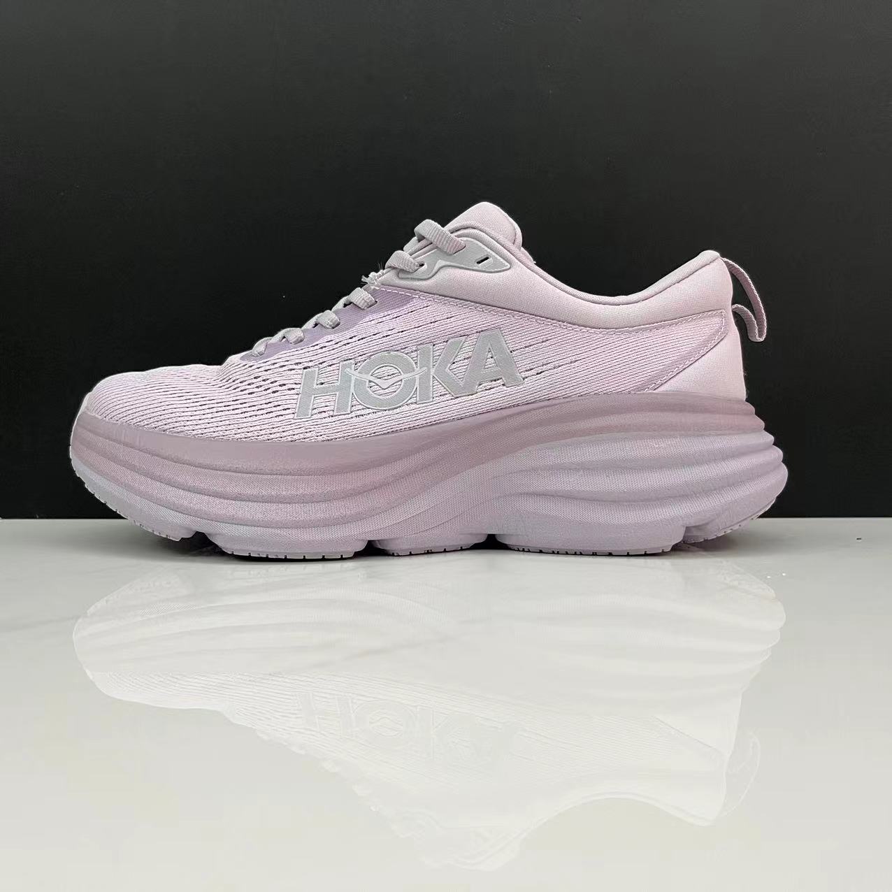 Hoka One One Bondi 8 Breathable Low-top Running Shoes Sneakers Light Pink