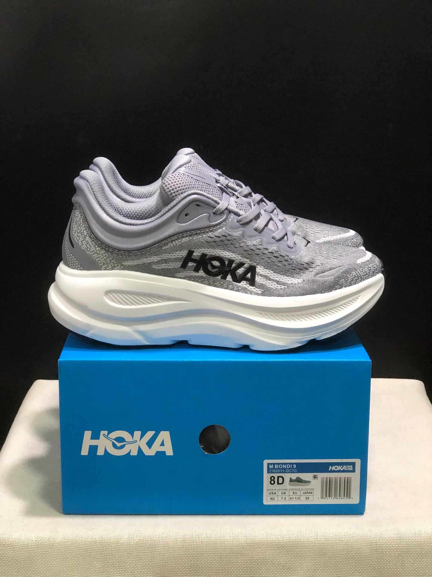 Hoka One One Bondi 9 Comfortable Low-top Running Shoes Sneakers Gray