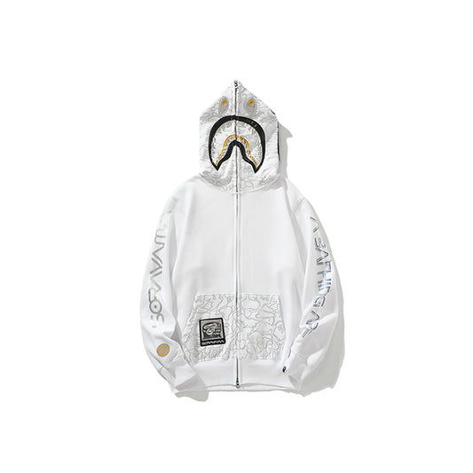 A Bathing Ape BAPE x SORAYAMA Shark Head Empty Mountain Base Joint Edition White Hoodie