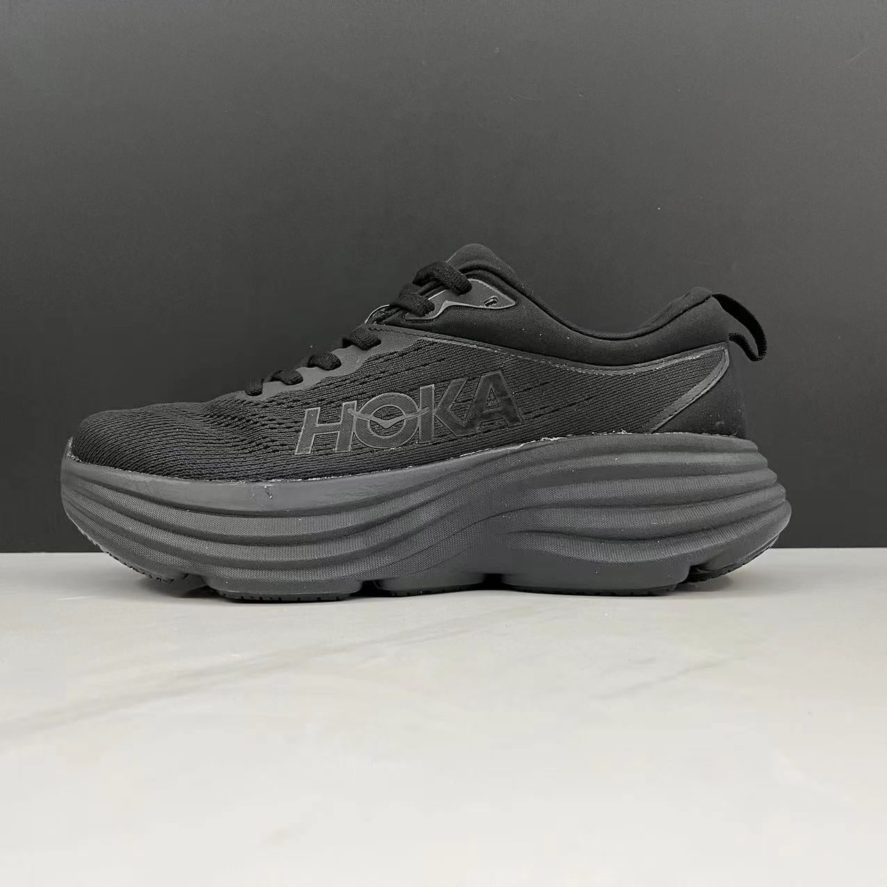 Hoka One One Bondi 8 Black Breathable Low-top Running Shoes Sneakers