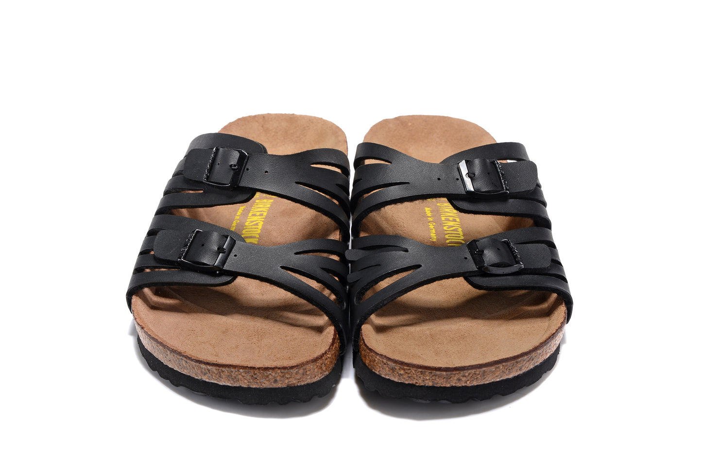 Birkenstock Granada Hollow Butterfly Pattern Black Matte Double Buckle Leather Sandal