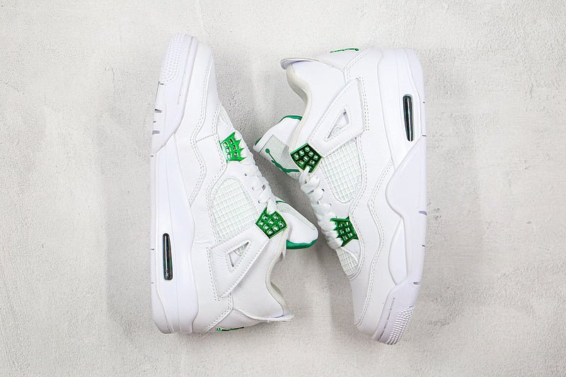 Nike Air Jordan 4 Retro White Metallic Green Sneakers