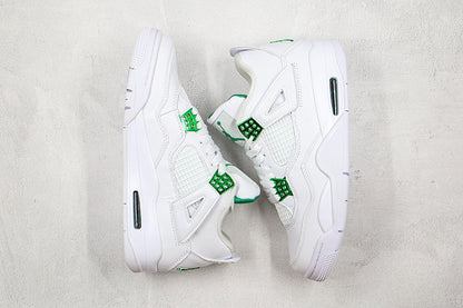 Nike Air Jordan 4 Retro White Metallic Green Sneakers