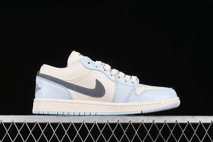 Nike Air Jordan 1 Low White Cream Blue Sneakers