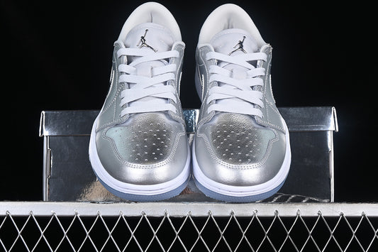 Nike Air Jordan 1 Low Golf Metallic Silver Photon Dust White Sneakers