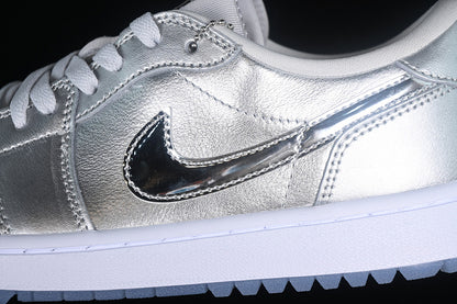 Nike Air Jordan 1 Low Golf Metallic Silver Photon Dust White Sneakers