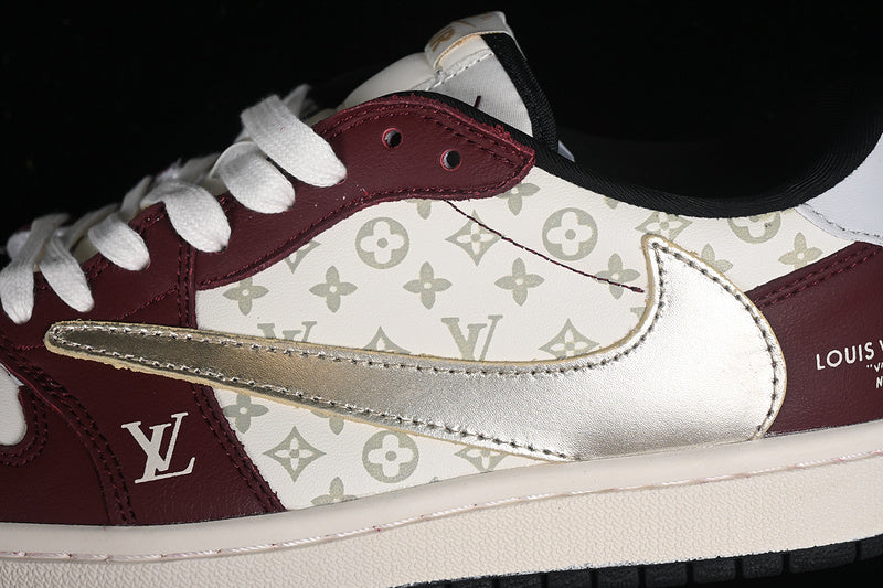 Nike Air Jordan 1 Low LV Travis Scott Fragment Design OG SP White Red Silver Sneakers