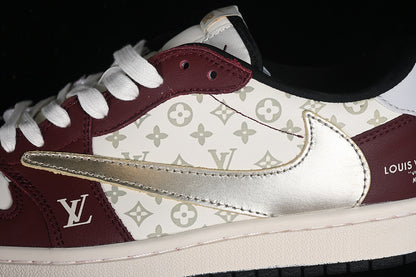 Nike Air Jordan 1 Low LV Travis Scott Fragment Design OG SP White Red Silver Sneakers