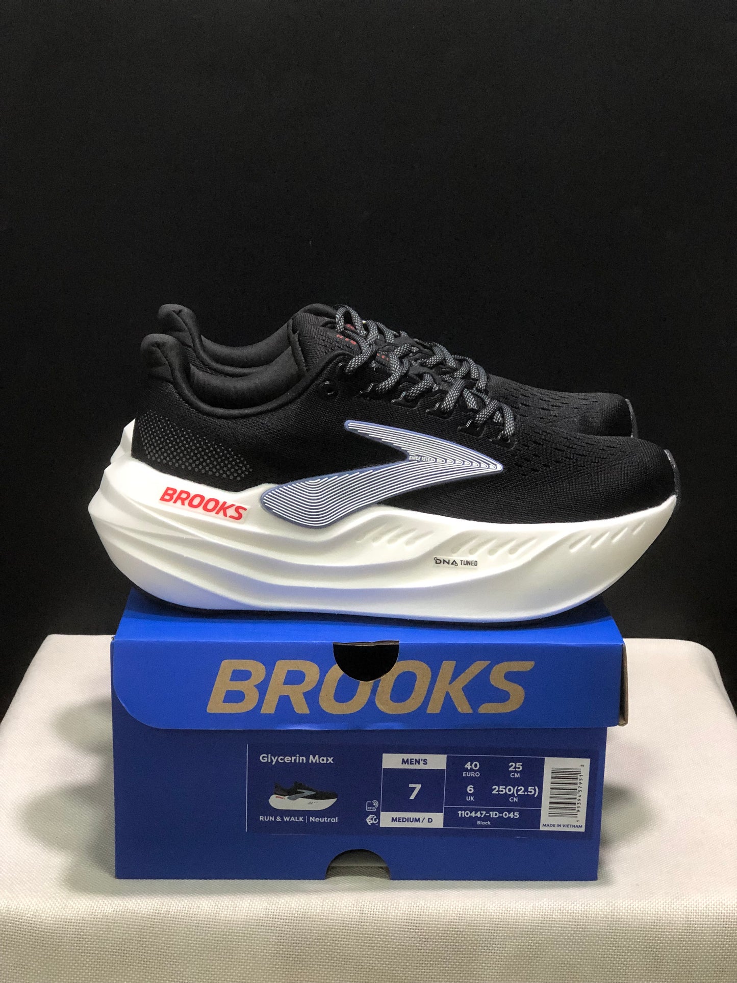 Brooks Glycerin Max Comfortable Low-top Running Shoes Black/White