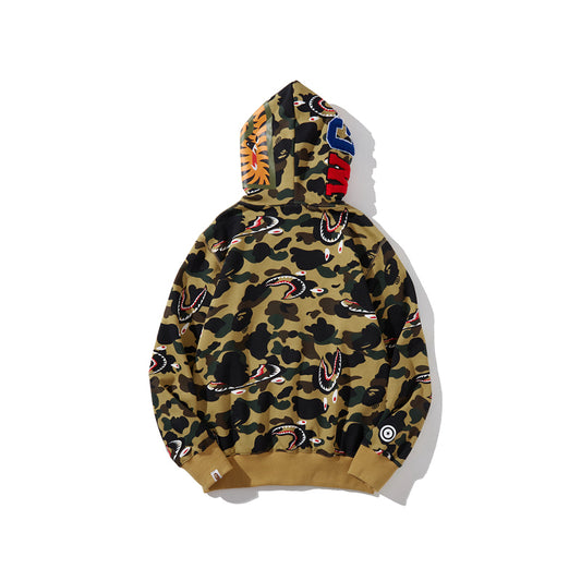 A Bathing Ape BAPE Shape-Shifting Shark Head Camouflage Hoodie Yellow