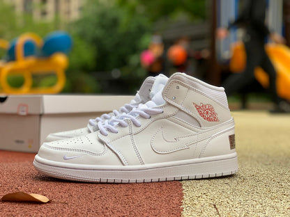 Nike Air Jordan 1 Retro Mid SE White Red Euro Tour 2020 Sneakers