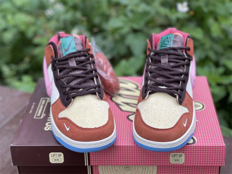 Nike Dunk Mid Social Status Chocolate Milk Brown Pink Multicolor Sneakers