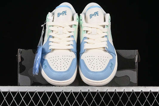 Nike Air Jordan 1 Low BAPE White Blue Sneakers