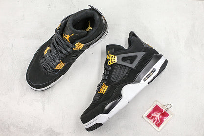 Nike Air Jordan 4 Retro Royalty Black Metallic Gold White Sneakers
