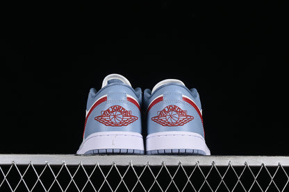 Nike Air Jordan 1 Low Sail Blue White Dune Red Sneakers