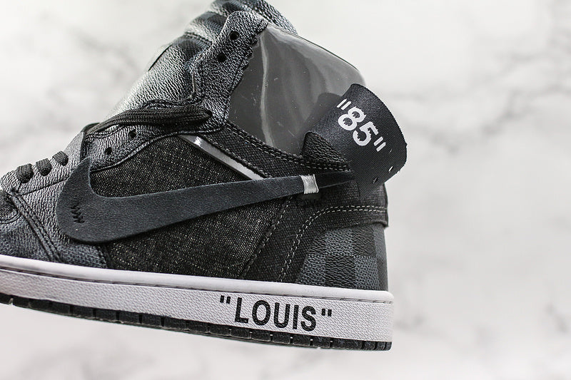 Nike Air Jordan 1 Off-Louis LV Black check Sneakers