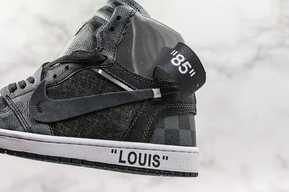 Nike Air Jordan 1 Off-Louis LV Black check Sneakers