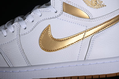 Nike Air Jordan 1 High OG Brown Sole Metallic Gold Gum White Sneakers