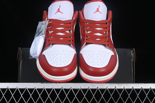 Nike Air Jordan 1 Low SE White Dune Red Sneakers