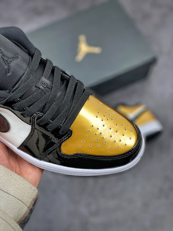 Nike Air Jordan 1 Low Gold Toe Metallic Gold Black Sneakers