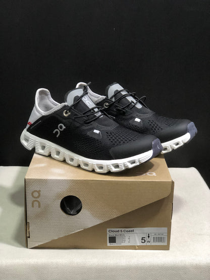 On Running Cloud 5 Coast Convenient And Breathable Running Shoes Black/Mist White