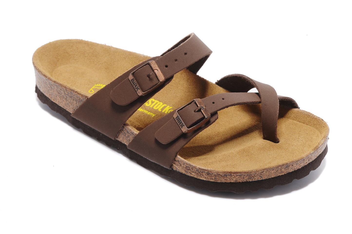 Birkenstock Brown Comfort Toe-Loop Leather Sandals